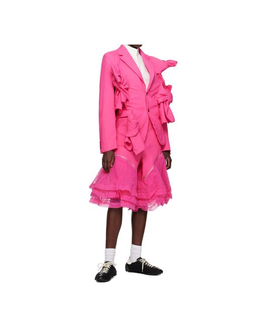 Comme des Garçons Pink Lapel Long-Sleeved Suit Jacket