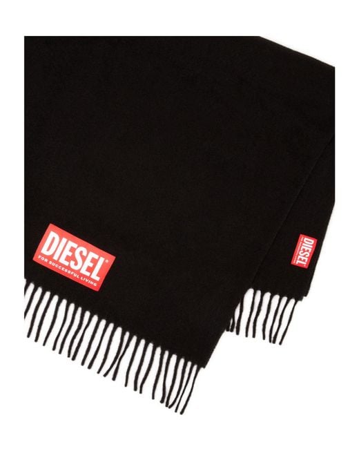 DIESEL Black Logo Patch Scarf for men