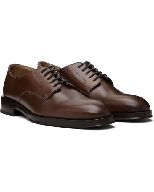 Paul Smith Brown Lace-Up Leather Derby Shoes for men