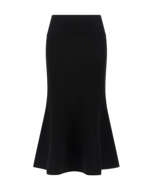 Twinset Black Godet Midi Knit Skirt