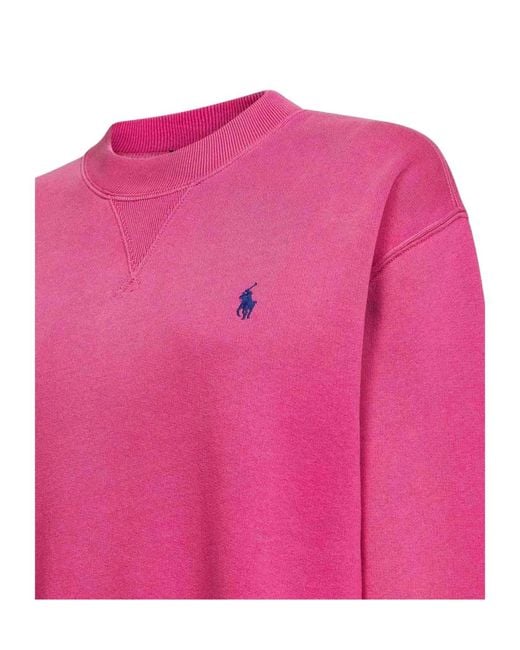 Polo Ralph Lauren Pink Logo Embroidered Crewneck Sweatshirt