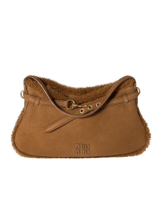 Miu Miu Brown Aventure Zipped Shoulder Bag