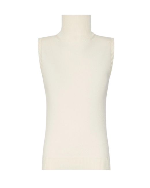 Sportmax White Regular Fit Ribbed Virgin Wool Sweater With Wrap-Around Collar (Size M)