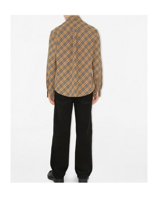 Burberry Brown Checked Long Sleeved Shirt for men
