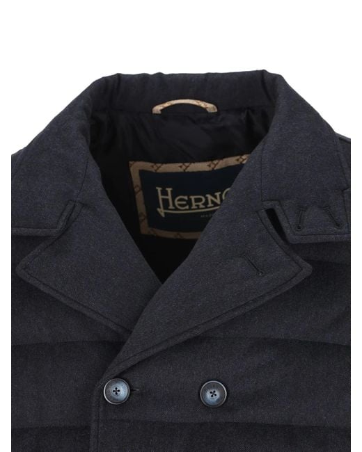 Herno Blue Double Breasted Padded Coat for men