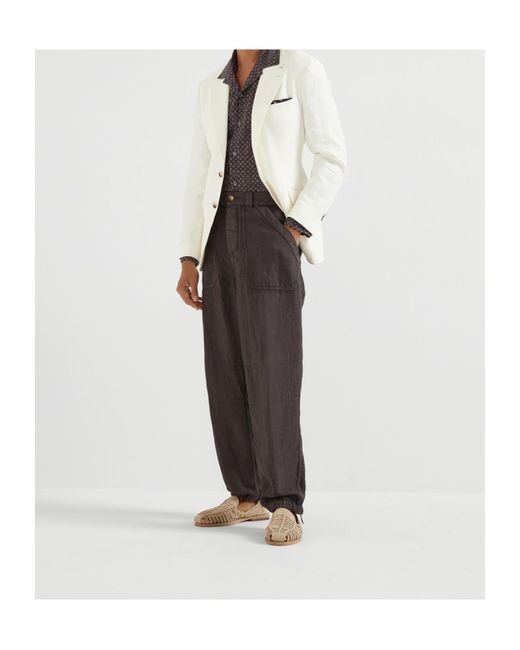 Brunello Cucinelli Brown Straight-Leg Trousers for men