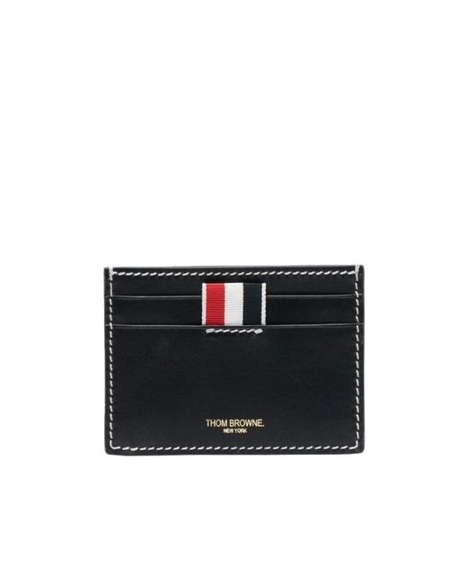 Thom Browne Black 4-Bar Tab Logo Printed Cardholder for men