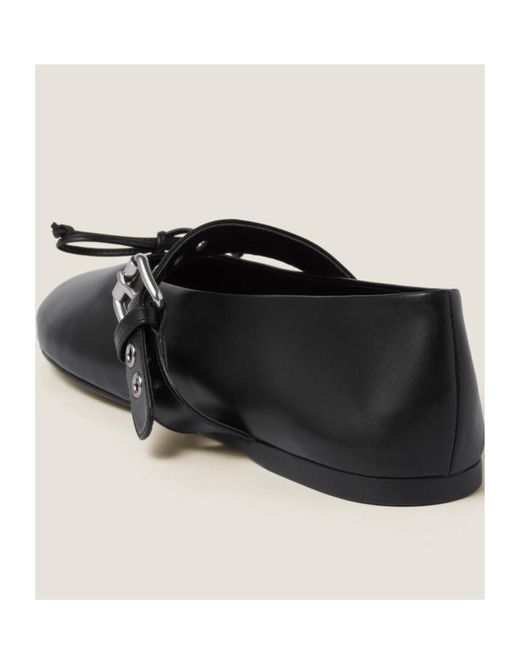 Miu Miu Black Bow-Detailed Buckled Ballerina Shoes
