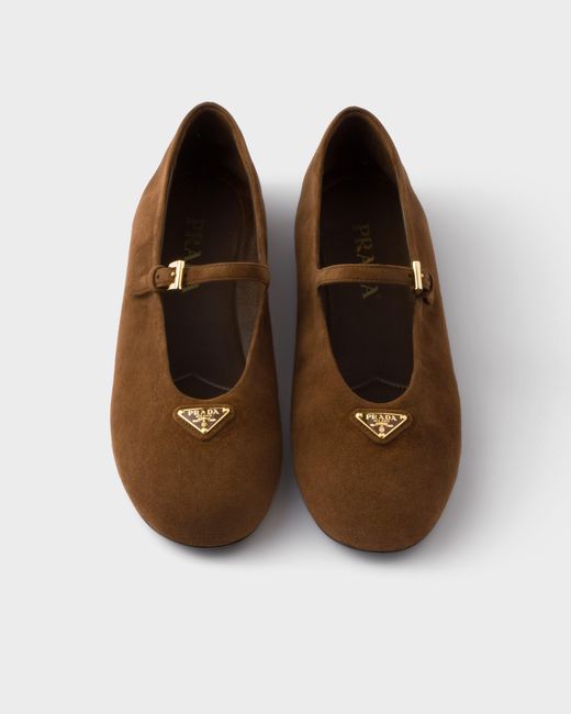 Prada Brown Suede Ballerinas