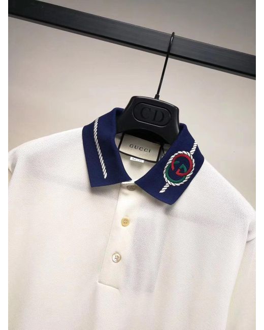 Gucci White Interlocking G Polo Shirt for men