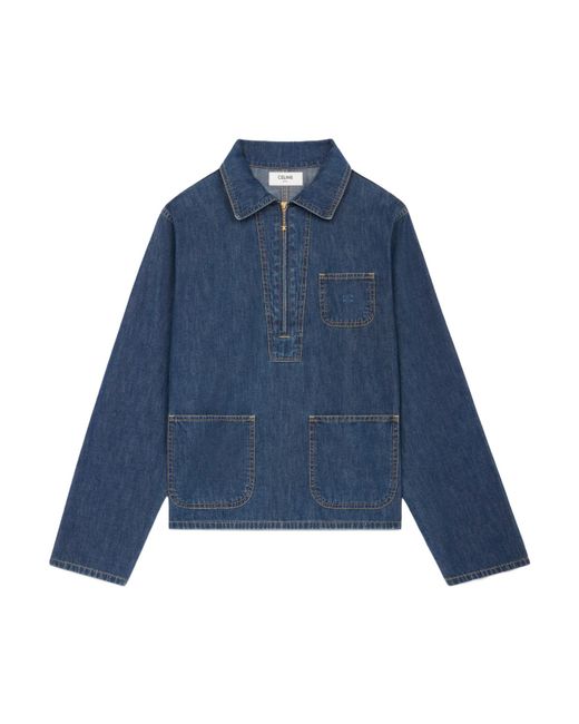 Céline Blue Quater Zip Shirt
