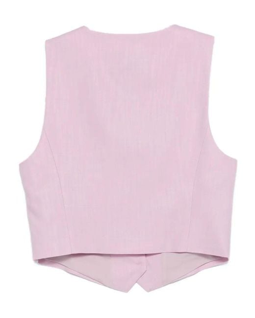 MSGM Pink V-Neck Sleeveless Gilet