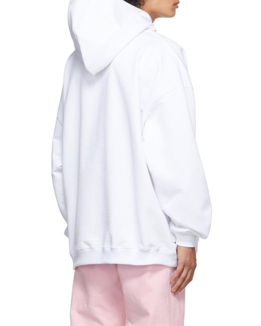 Vetements White Logo-Print Drawstring Hoodie for men