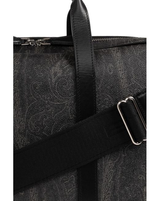 Etro Black Paisley Messenger Bag for men