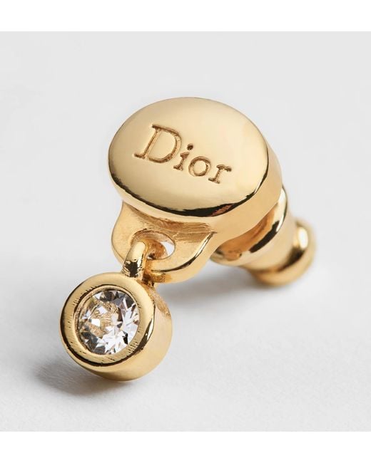 Dior Metallic Logo Stud Drop Earrings