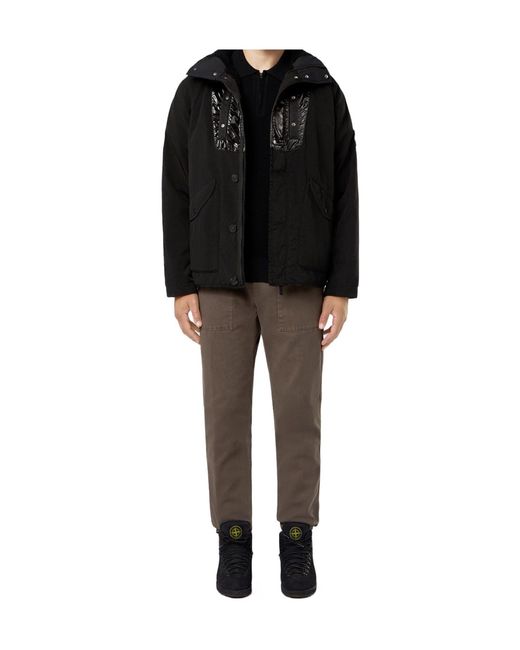 Stone Island Black Anti-Drop Hooded Panama Jacket for men