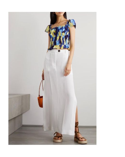 Altuzarra Blue Ruffled Printed Top
