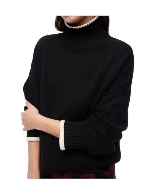 Pinko Black Contrast-Trim Roll-Neck Sweater