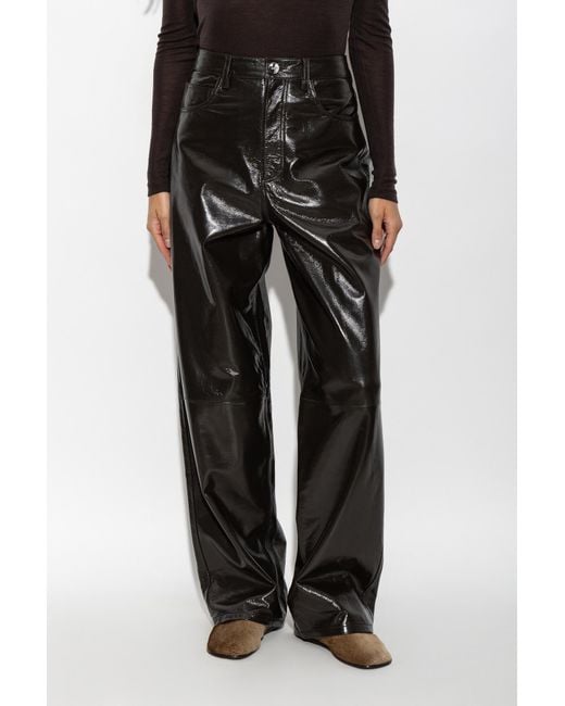 Rohe Black Lacquer Baggy Leather Trousers