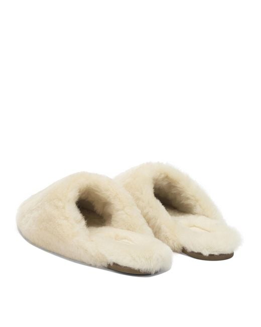 Aeyde White Round-Toe Slippers