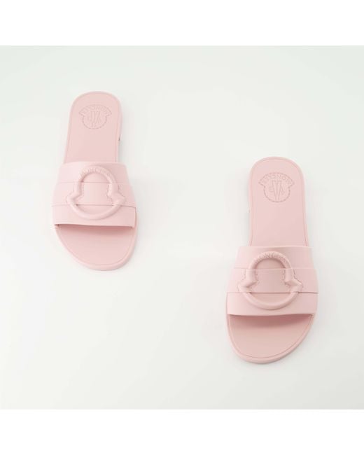 Moncler Pink Mon Logo Detailed Slides
