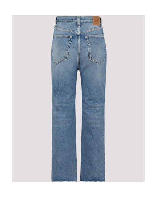 Totême  Blue Totême Logo Patch Cropped-Leg Jeans