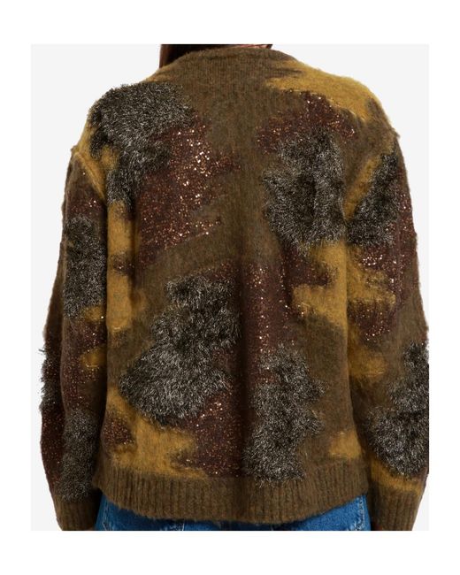 Semicouture Brown Crew Neck Long Sleeve Sweater