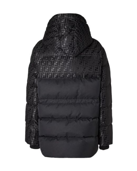 Fendi Black Ff Jacquard Ff Technical Fabric Down Jacket