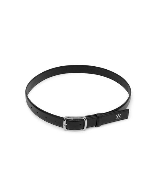 Wooyoungmi White Small Logo Leather Belt for men