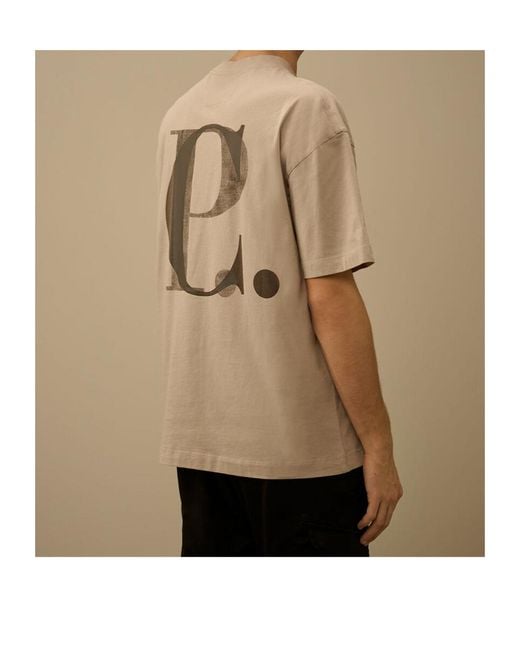 C P Company Natural Logo Back Print T-Shirt for men
