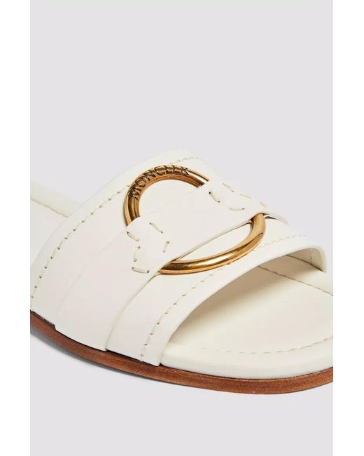 Moncler White Bell Slip-On Sliders