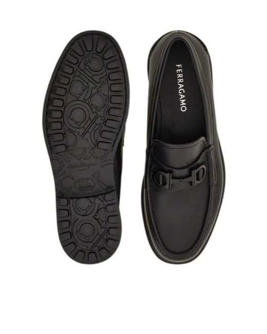 Ferragamo Black Loafer With Gancini Buckle for men