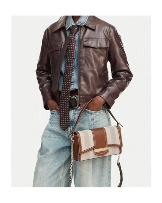 Karl Lagerfeld Metallic Flap Shoulder Bag