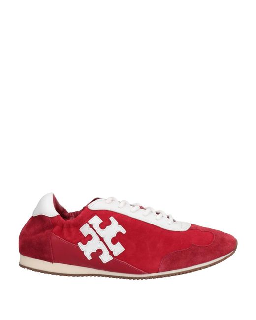 Tory Burch Red Two-Tone Leather Low-Top Sneakers