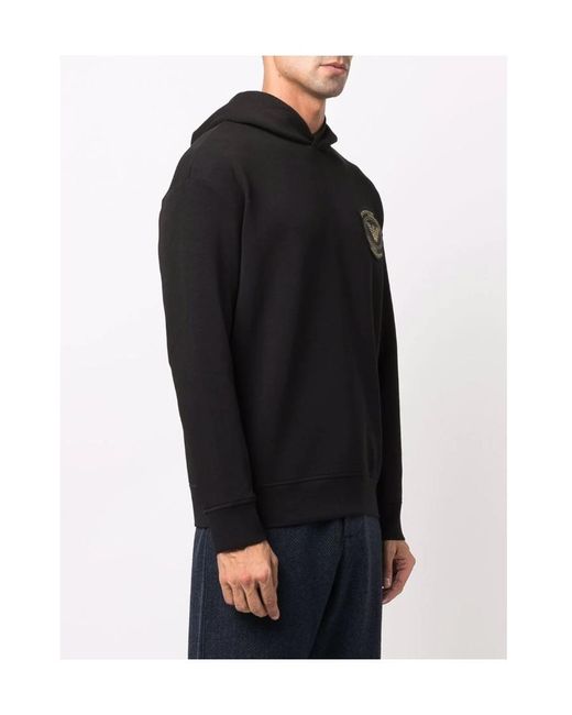 Emporio Armani Blue Logo Patch Detail Hoodie for men