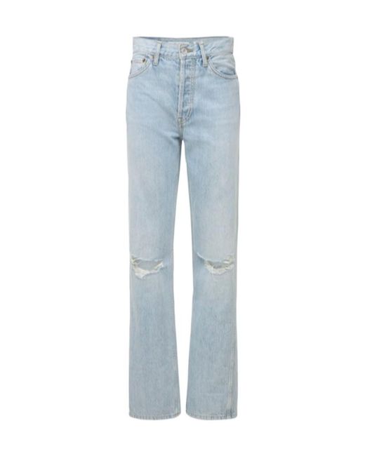 Re/done Blue High Waist Imitation Old Baggy Jeans