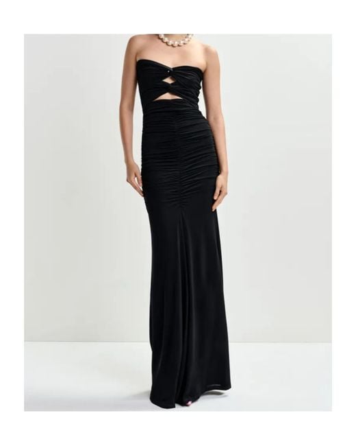 Essentiel Antwerp Black Cut-Out-Detail Ruched Maxi Dress
