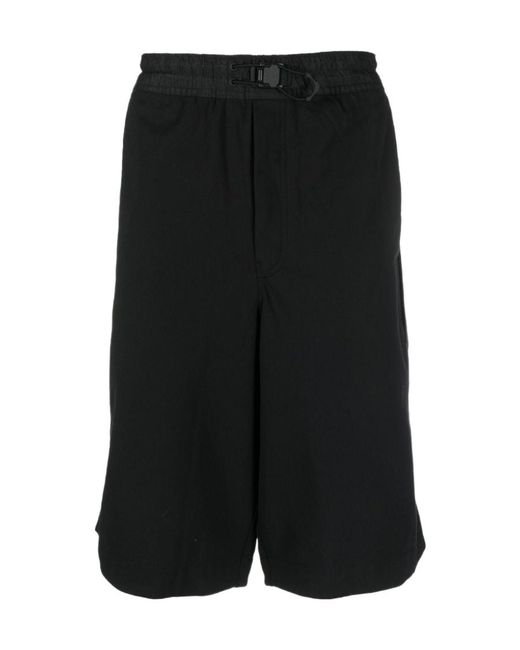 Y-3 Black Drawstring Buckled Bermuda Shorts for men