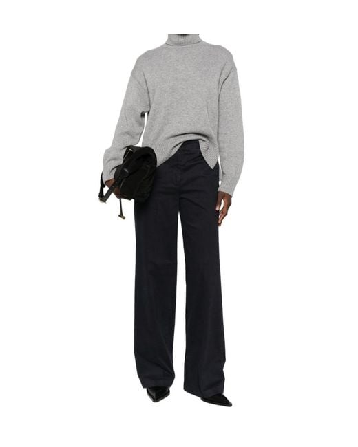 Peserico Black Wide-Leg Tailored Trousers