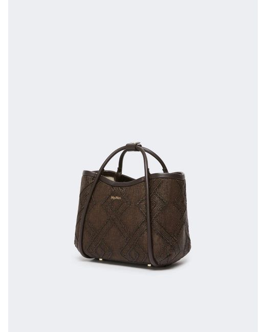 Max Mara Brown Extra-Small Marine Woven Tote Bag