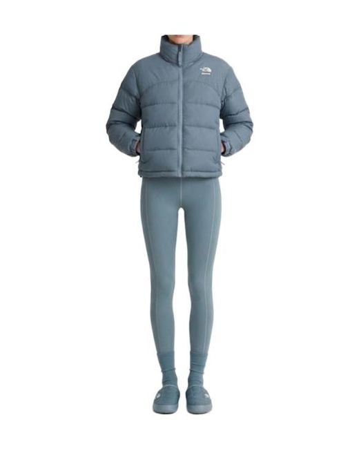 The North Face Blue Short Down Jacket With Zip Closure