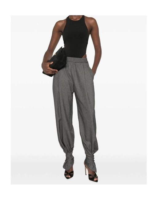 ANDAMANE Gray Buttoned-Cuff Elasticated-Waist Trousers