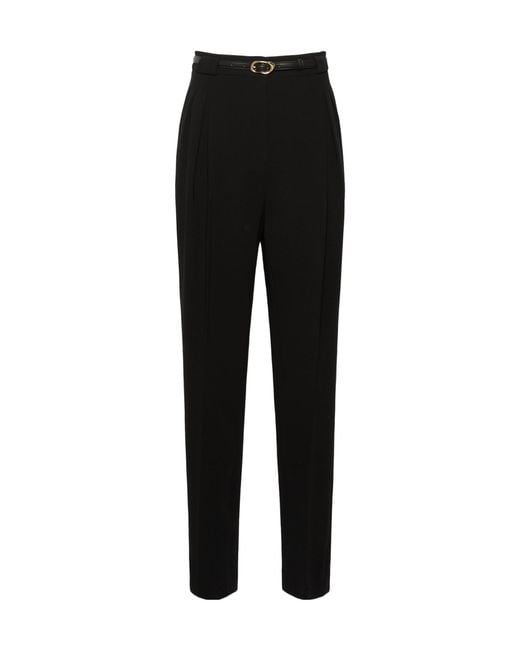 Max Mara Black Belted Pleated Trousers