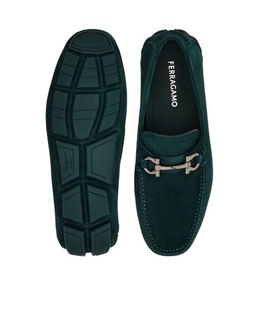 Ferragamo Green Driver With Gancini Ornament for men