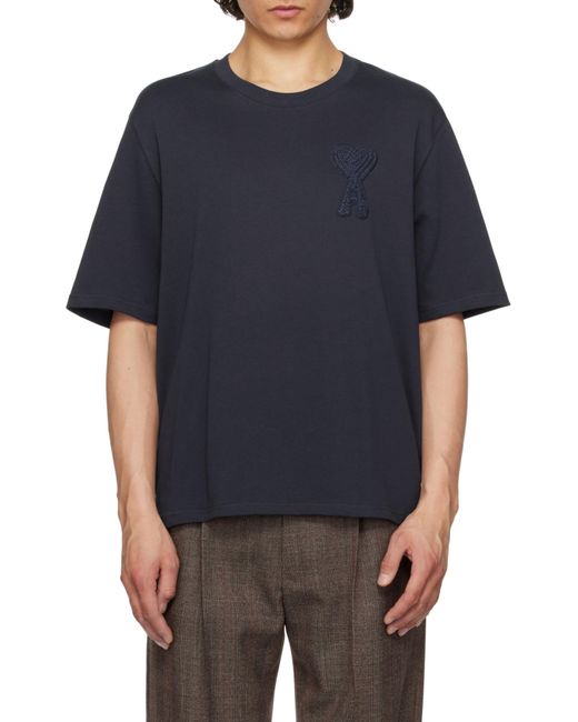 AMI Blue Short-Sleeved Crewneck T-Shirt for men