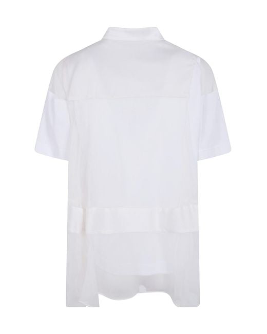 Sacai White Panelled Mock-Neck T-Shirt