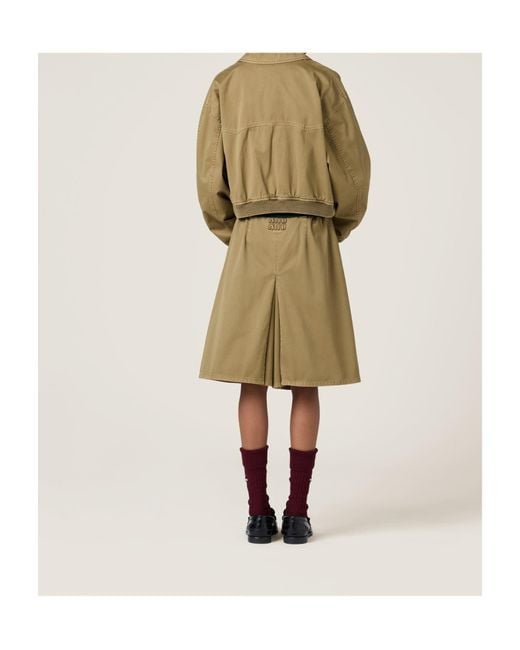 Miu Miu Natural Pleated Midi Skirt