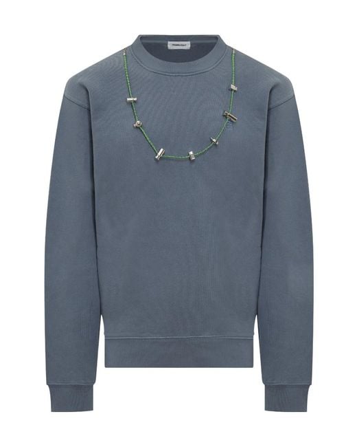 Ambush Blue Stopper-Detailed Long-Sleeved Sweatershirt for men