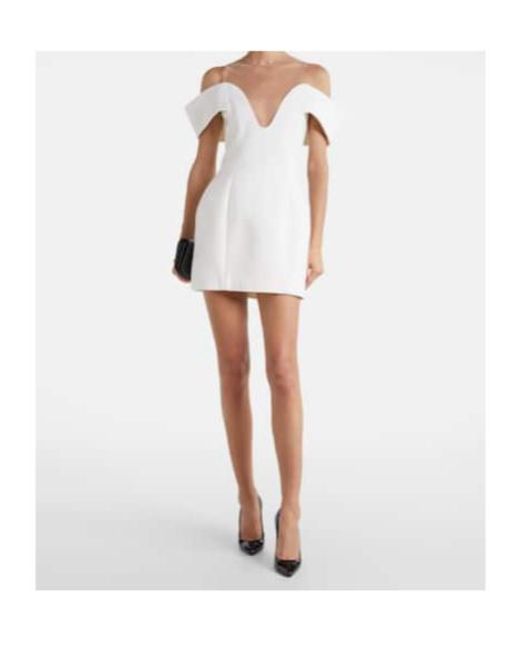 David Koma White Off-Shoulder Wool Minidress