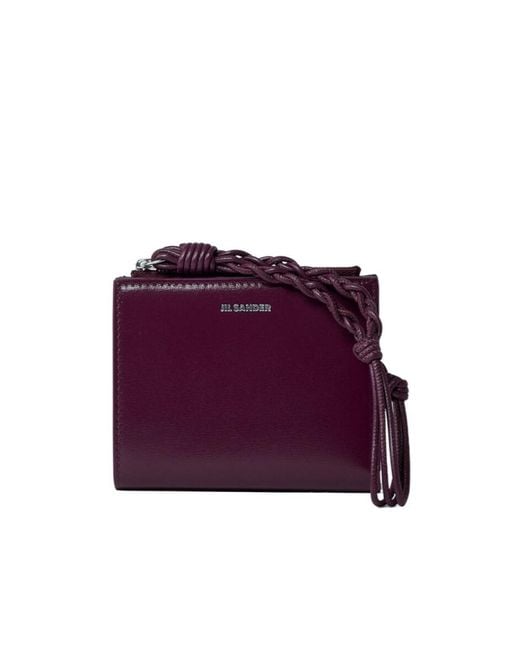 Jil Sander Purple Logo Printed Zipped Wallet